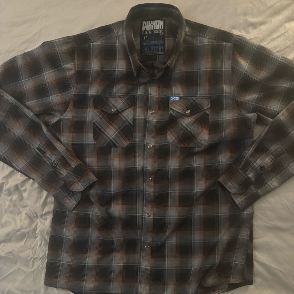 DIXXON Men's Dark Plaid Button Down Shirt
